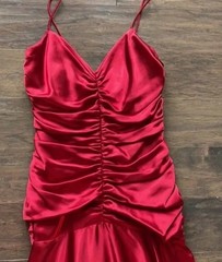 Vintage Jessica Mcclintock Charmeuse Gown, 2002 XS S Small Mermaid Red Silk Look