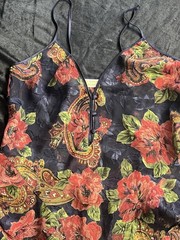 Vtg Victorias Secret Blue Bodysuit Sz Medium Floral Teddy Gold Label 90s