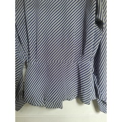 Vintage Evan Picone Size 12 (vintage size) Blue White Wrap Blouse Long Sleeve