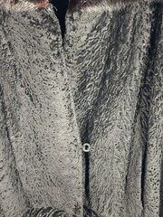 VTG Black Persian Lamb Broadtail Coat Mink Fur Collar Glam Classic S/M Old Money