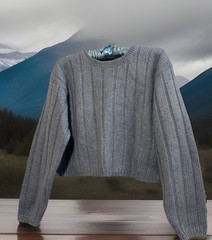 Vintage 1980s Extra Energy De Rotchild Blue Cropped Mohair Blend Sweater Medium