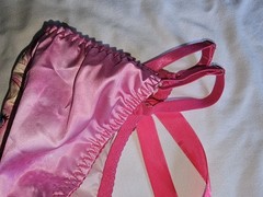 Vintage Glossy Shinny Satin Purple String Princess Bikini Panties Adjustable L