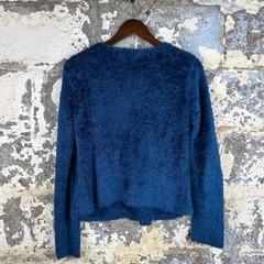 Vintage The Limited Fuzzy Eyelash Knit Sweater Teal Blue Shaggy Pullover 16 L