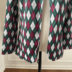Vintage 70s Polyester Knit Argyle Cardigan Blazer Green Burgundy M