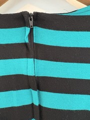 Byer Too Knit Dress Vintage 80s Black Turquoise Diagonal Stripe Sz 9 10