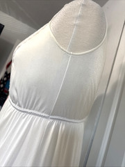 Vintage Gilead White Nylon Lace Nightgown Pink Ribbon Maxi USA Petite 70s