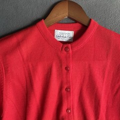 Vintage Cardigan Women’s Size S Red 1950s 100% Acrylic Fibre V-Neck Button Front
