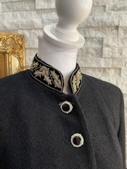 Vintage TAIGA Wool Bolero Cropped Military Look Trim Collar Size 2