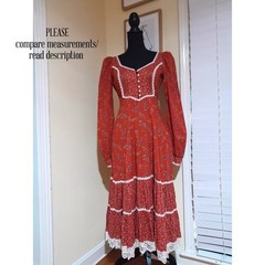 Gunne Sax 2 pocket bright orange floral Prairie dress sz 5 -women’s XXS/XS
