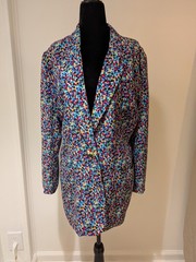 Vintage Nordstrom Women’s Blazer Jacket Lined 100% Silk Confetti Speckled Sz 10