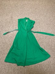 Vintage Jody Of California Polyester Dress Sleeveless Green Retro Hippy Rare