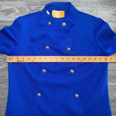 Vintage Gibi 60s 70s Blue Wool Skirt Suit Set Sz. 14 Italy