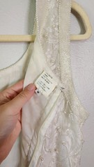 medium mid-length vintage hand beaded ivory Scala wedding dress