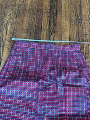 Vintage 60s Houndstooth Skirt Red Green Purple Bold Slit