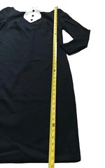 Vintage Handmade Black Wiggle Dress Faux Leather Bib Faux Collar S M