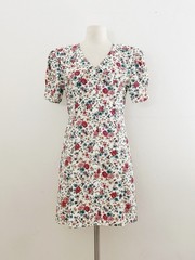 Vintage Byers Too 80s Dress Floral Peter Pan Collar Button Front Size 13 L
