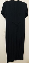 Vintage S.L. Fashions Dress sz 14 Black Gold Embossed With Gold Tone Buttons