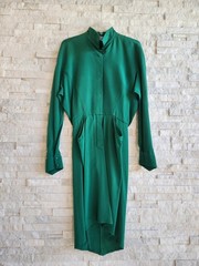 Vtg THIERRY MUGLER Paris Dress FR 38 Emerald Green Archival Sculptural 80s 90s