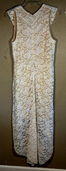 Vintage Lace Cream Maxi Dress Sz 3XL Cottagecore Boho Fairy 2 Level Hem 16-4