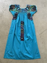 1970s San Antonino Oaxacan Huipil Dress Cotton Hand Embroidered Mexico S VTG