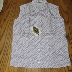 NEW w/ tag Vintage Joyce Lane Grants Ladies Sleeveless Shirt Purple Flowers NOS