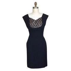 Vintage 1960s Sequin Wiggle Dress | 1960s Vintage Medium Black Sequin Dress