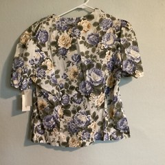 Vintage Stuart Alan Top Women’s Floral Short Sleeve Petite Size 14P Padded New