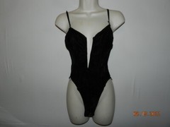 GORGEOUS Vintage SATIN Bustier Black velvet BODYSUIT Teddy LACE Nylon Stretch