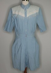 VTG 80’s d Frank Country Retro Washed Denim Fringed Beaded Romper USA Made Sz 10
