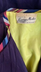 Vintage 1930s 1940s dressing robe maxi dress wrap purple yellow rainbow long