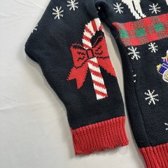 VTG 90s Ugly Christmas Sweater Candy Cane Button Cardigan Size L Santa Xmas Tree