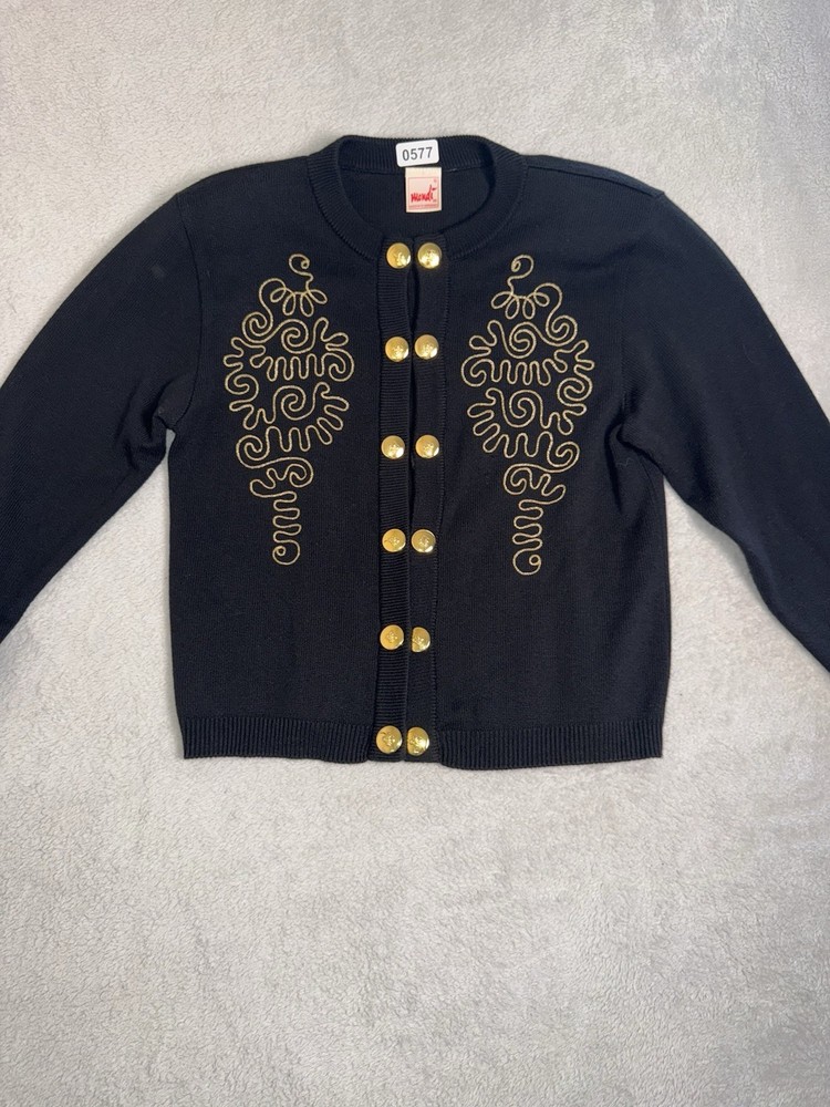 Vintage Mondo Blazer Womens 36 Black Gold Made in West Germany Sailors Sweater