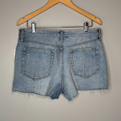 Free People We The Free Denim Shorts Womens 31 Distressed Raw Hem High Rise Blue