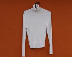 Vintage Y2k white turtleneck top, Classic White Knit, Layering essential