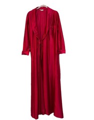 Miss Elaine Robe Large Red Satin Nylon Full Length Maxi Vintage