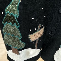 Black Christmas Snowman Cardigan Ugly Sweater – No Size Tag