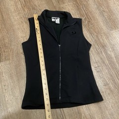 1990s DKNY Jeans Vest Zip Up Medium Raver Vintage Black BodyCon Fleece Athletic