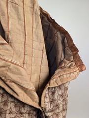 VICTORIAN 1870’S 2 PATTERN PRINT COTTON STRIPED QUILTED SKIRT 