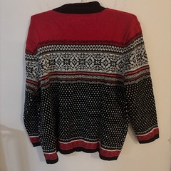 Vintage Claudia D Red Fair Isle Roll Neck Nordic Knit 90s Ski Pullover Large