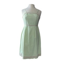 VTG Lilly Pulitzer 2 White Label Dress Slip Straps Green Pink RicRac Lined