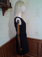 Vintage 1950s/1960s Mid-century Little Black Fringed Wiggle Cocktail Dress