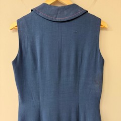 Vintage Nancy Greer Navy Blue Sailor Nautical Sheath Dress 60s ILGWU Made in USA