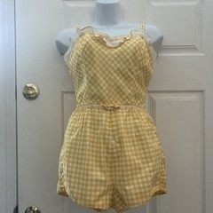 Vintage Jantzen Swimsuit Yellow Gingham Playsuit 50s Pin-up Size 10 Read