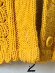 Vintage Hand Knit Mustard Yellow Button Up Sweater Chunky Cardigan