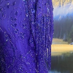 Blue Beaded Cocktail Dress Fringe Vintage 80s/90s Glamour – Laurence Kazar