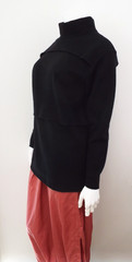 Vintage 1980s Issey Miyake Black Wool Tunic Sweater Top MEDIUM Brush Label Japan