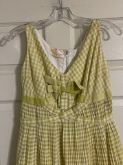 Vtg 1950s Tina Leser Gingham Dress Pleated Mid Century Designer Cotton Bow S M