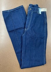 Vintage 1970s Dark Wash Bell Bottom Jeans – Contrast White Stitching