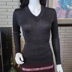 Vintage 1970’s black lurex v-neck long sleeve too by Renée Tener for Outlander