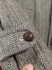 Vtg 1950s John Wanamaker Coat 100% Wool Harris Tweed Handwoven Scotland Brown XL